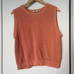 Linen & Organic Cotton Sleeveless Knit Vest Orange | M - Elevated Basic Natural